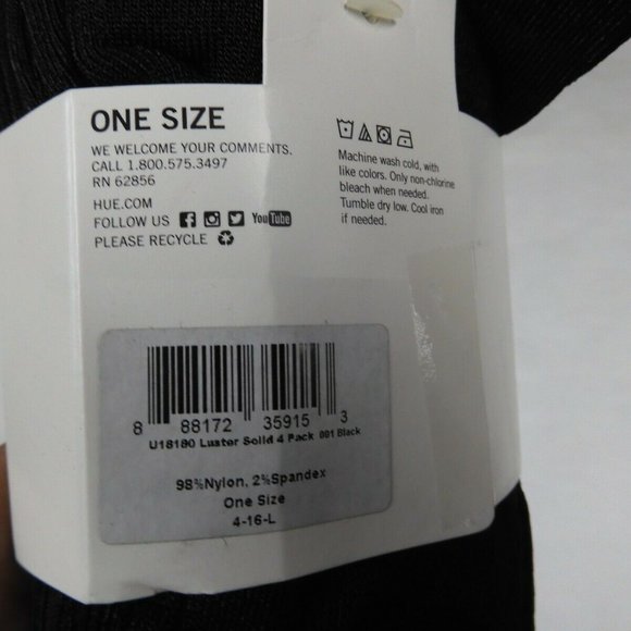 Hue Black Luster Socks 4 Pairs Pack One Size Women's - Picture 3 of 5